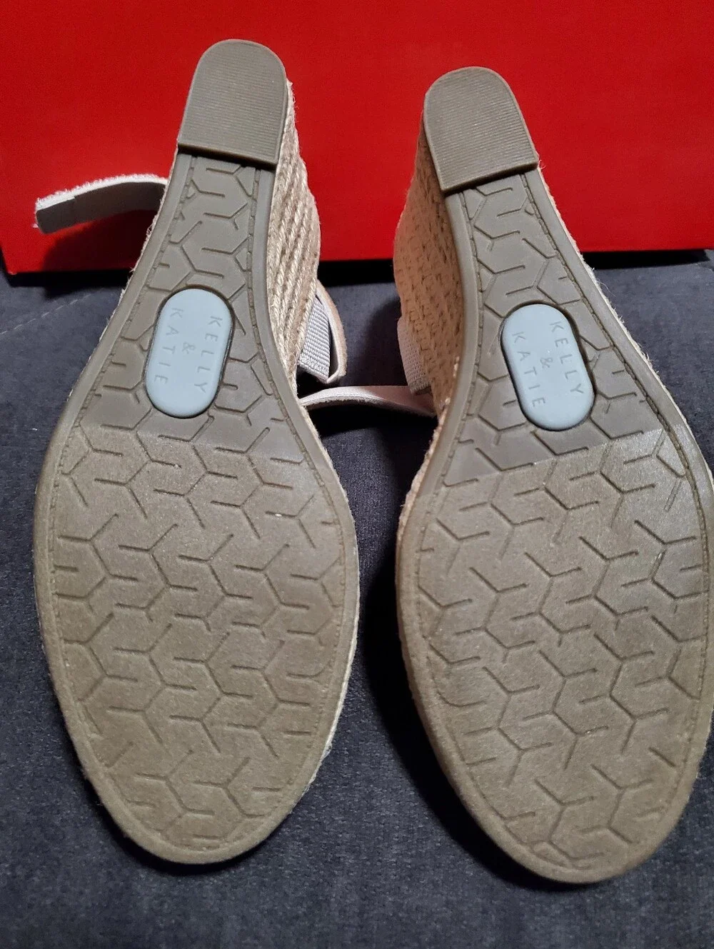 NWOT Kelly & Katie Banner Espadrille Wedge Sandal - Taupe size 6M